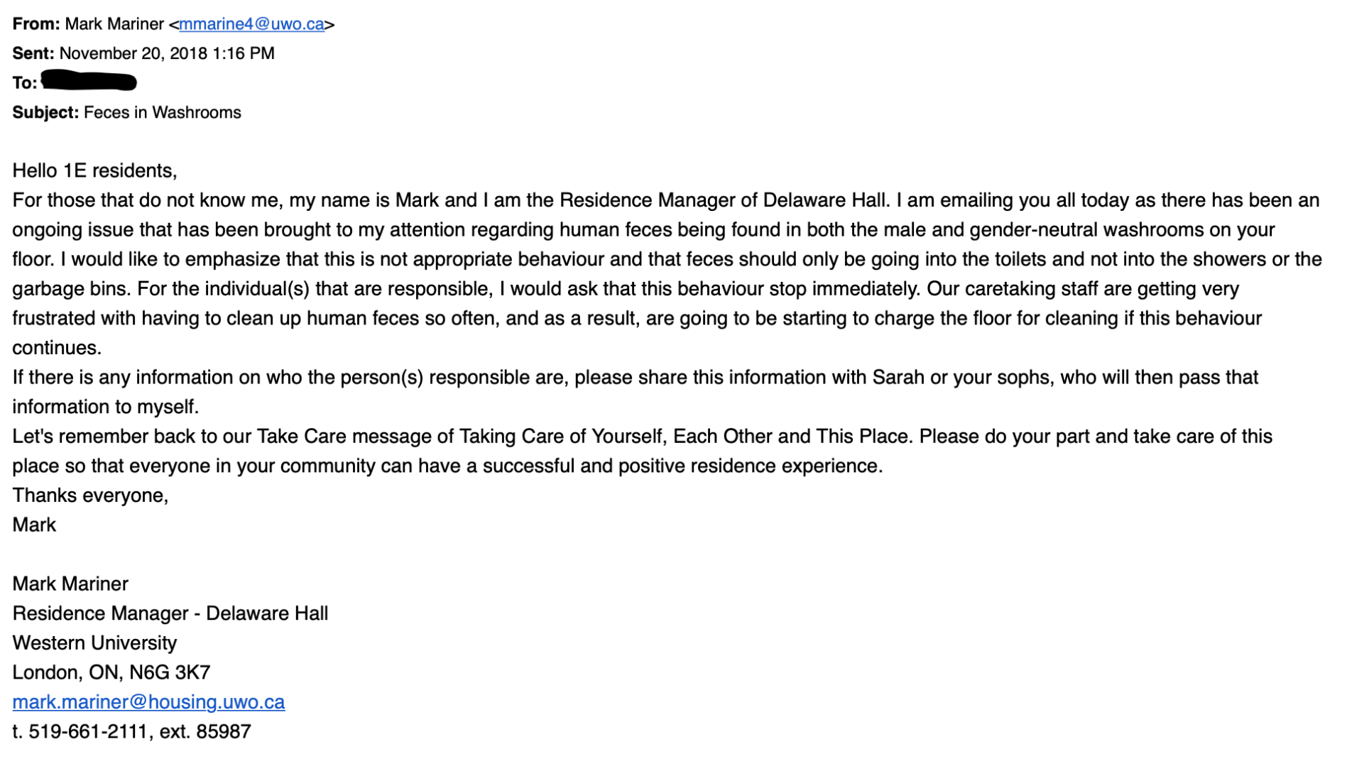 First email regarding Deli Defecator